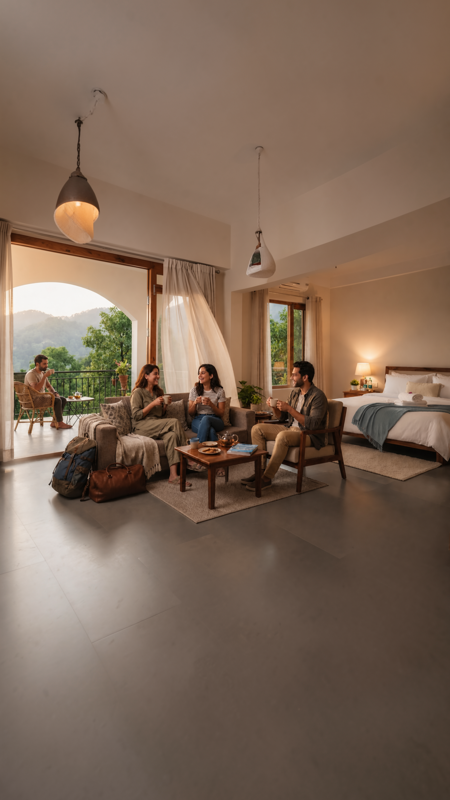 Friends sharing a warm stay experience in a The Trus-style living space